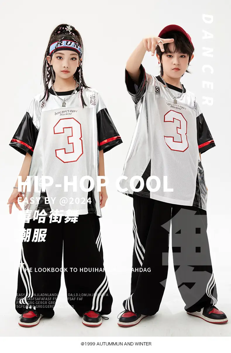 Hip-Hop Boys Suit White Black Red 3 Number — feature 1
