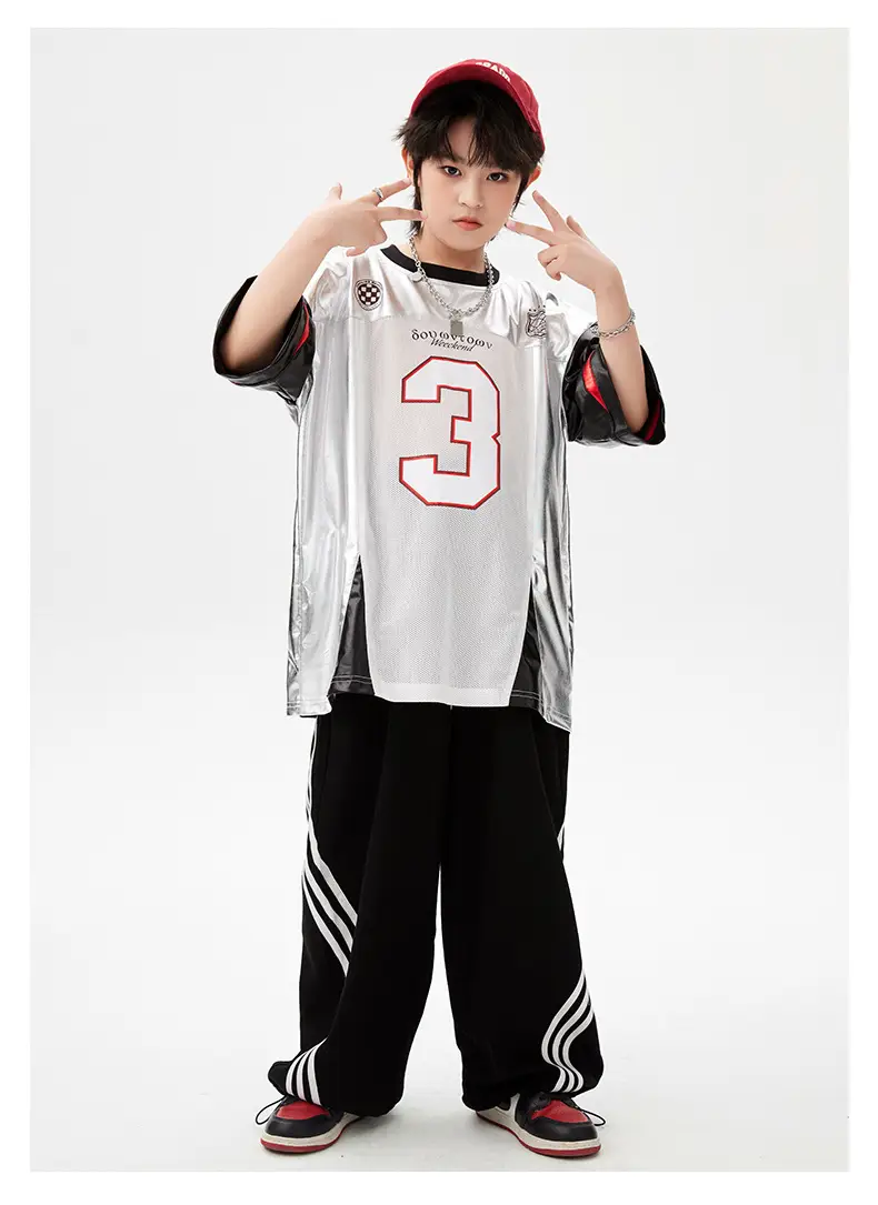 Hip-Hop Boys Suit White Black Red 3 Number — feature 13
