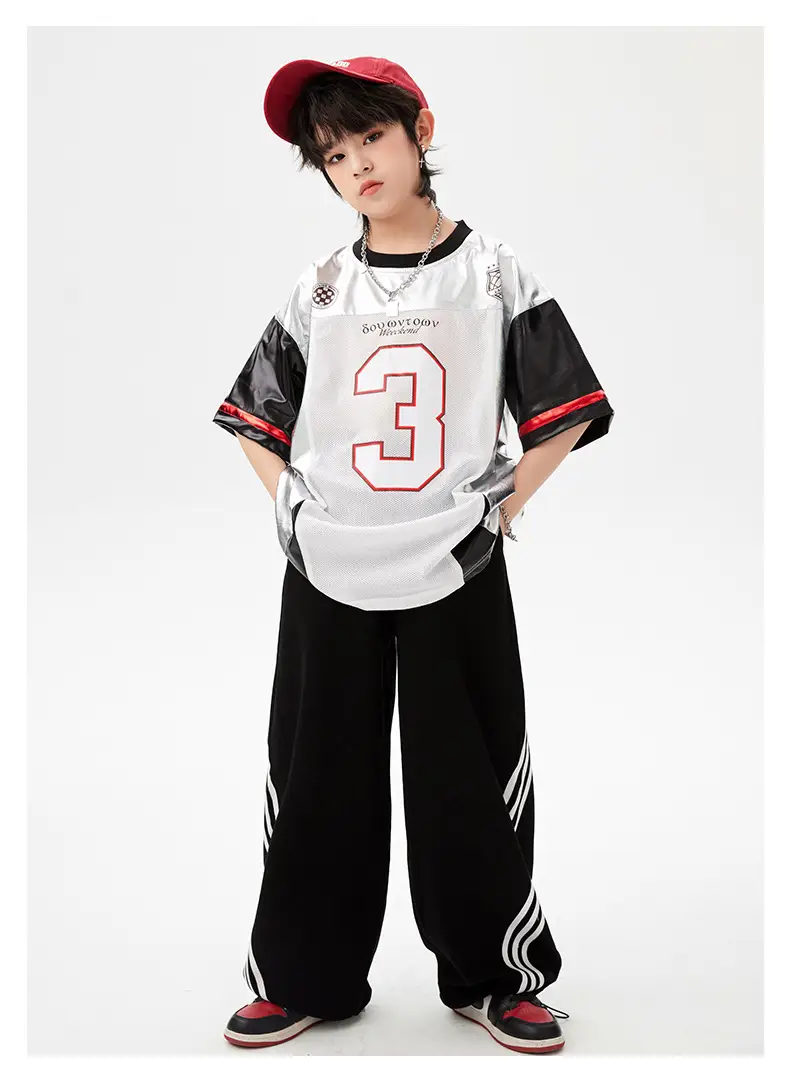 Hip-Hop Boys Suit White Black Red 3 Number — feature 15