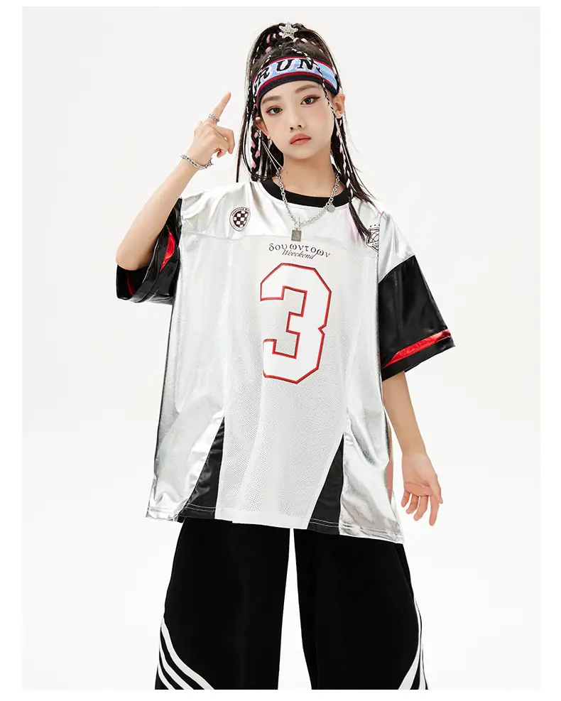 Hip-Hop Boys Suit White Black Red 3 Number — feature 7