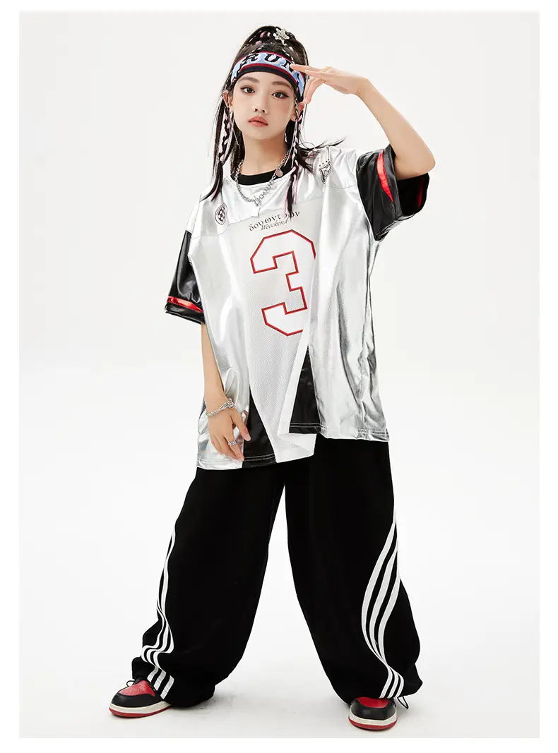 Hip-Hop Boys Suit White Black Red 3 Number — feature 9