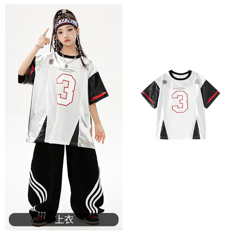 Hip-Hop Boys Suit White Black Red 3 Number - Image 7