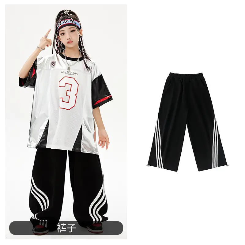 Hip-Hop Boys Suit White Black Red 3 Number - Image 8