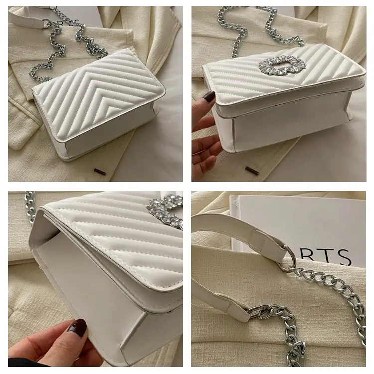 Elegant Black Chain Crossbody Bag with Square Design — feature 8