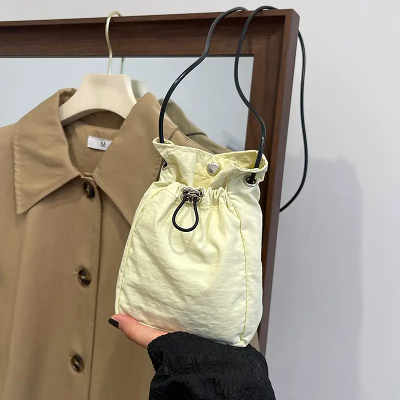 Women's Crossbody Mini Mobile Phone Bag Cream Oxford Cloth - Image 6