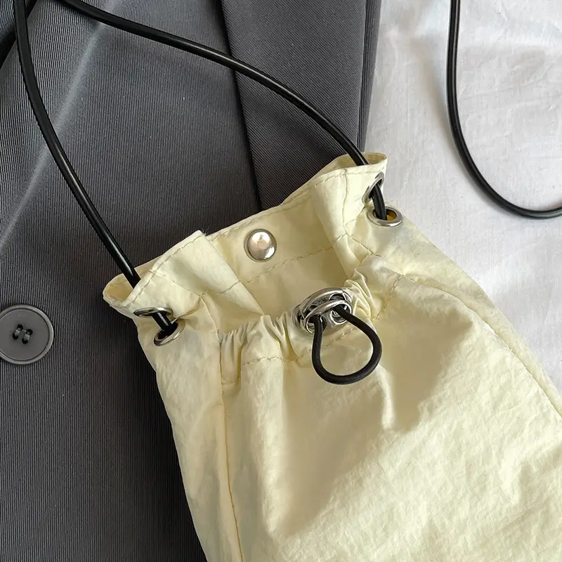 Women's Crossbody Mini Mobile Phone Bag Cream Oxford Cloth - Image 7