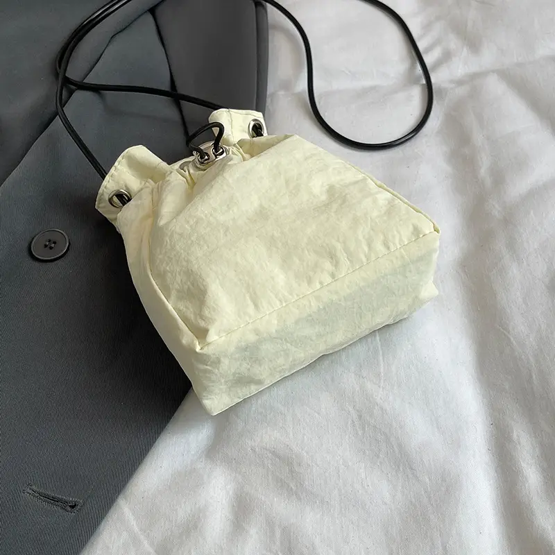 Women's Crossbody Mini Mobile Phone Bag Cream Oxford Cloth - Image 8