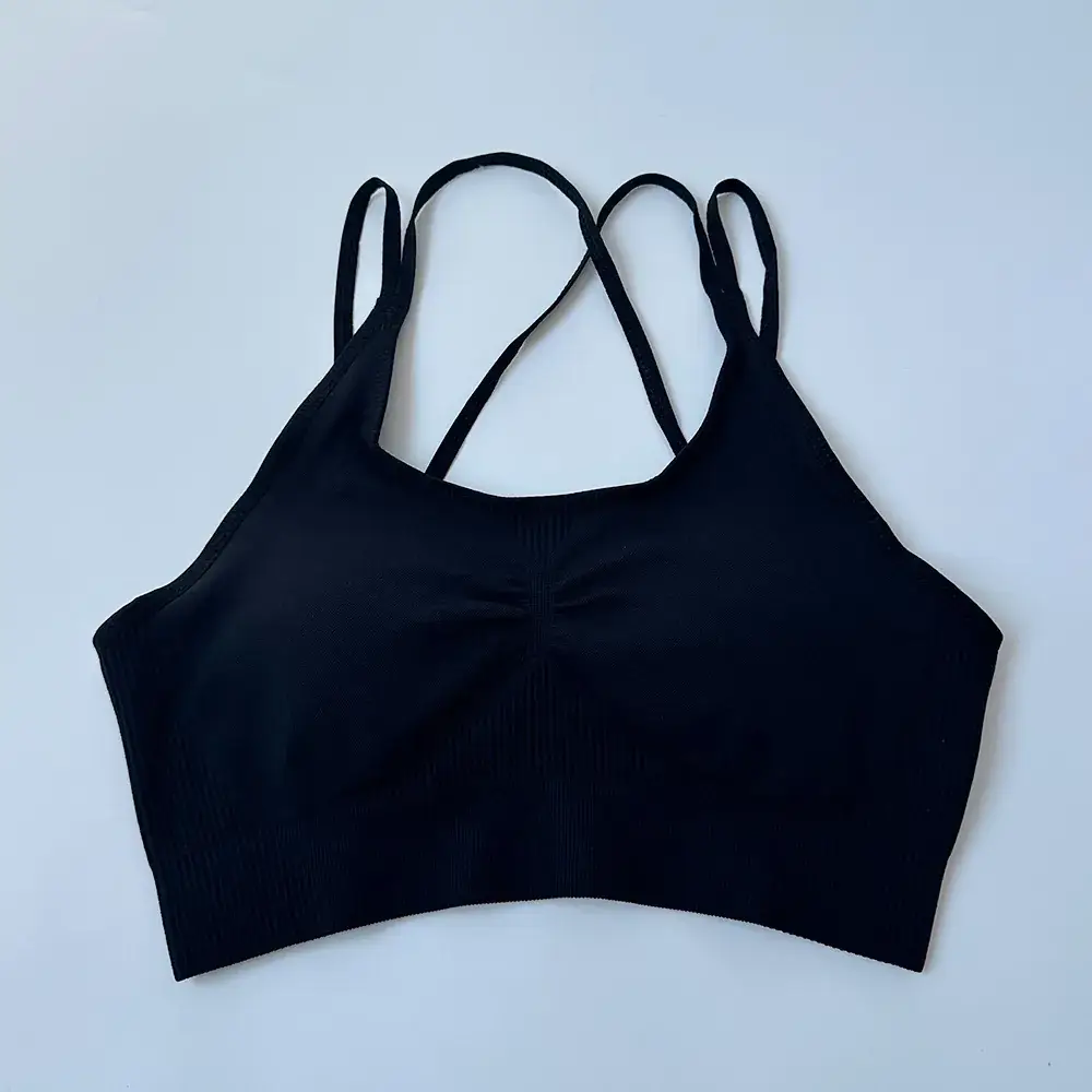 Black Cross Strap Sports Bra for Women - Image 5