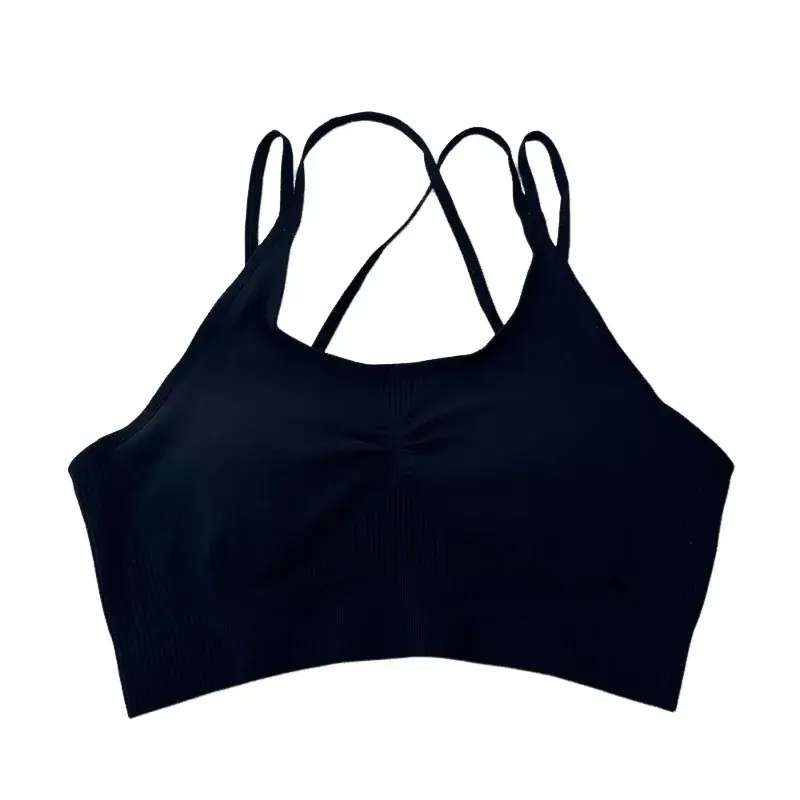 Black Cross Strap Sports Bra for Women - Image 6