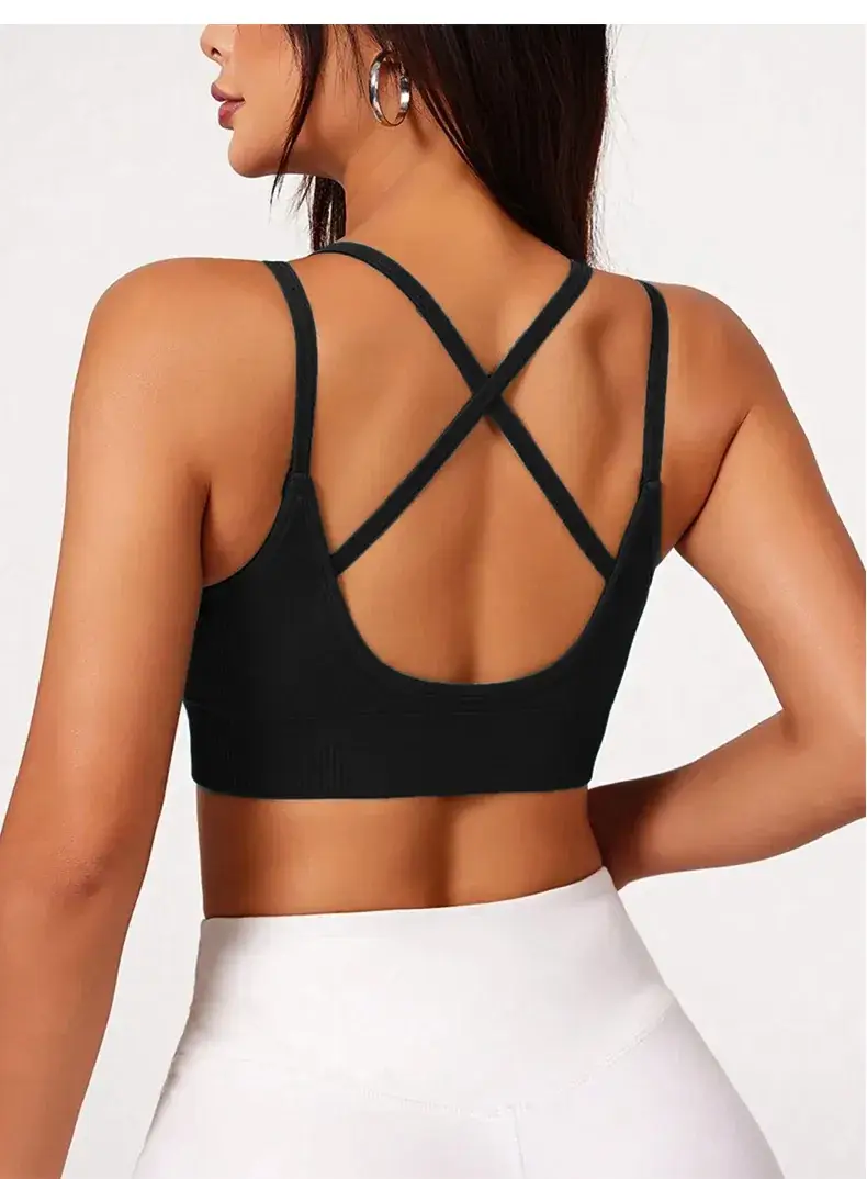 Black Cross Strap Sports Bra for Women — feature 12