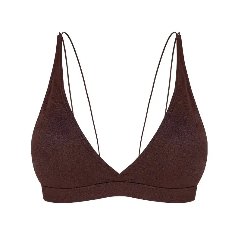 No Rings Underwear Women's Thin Comfortable Skin-Friendly Non-Marking French Style Sexy Deep V-Style Small Chest Flat Chest Triangle Cup Bra