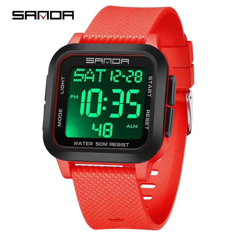 Sanda Red Digital Watch for Kids Sports Waterproof