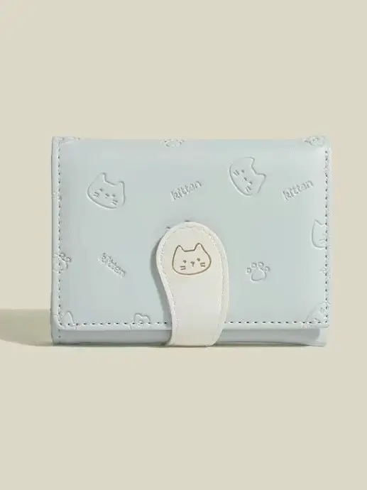 [Cat Tail] Korean version of cute ladies card bag fashion buckle with PU short three fold wallet