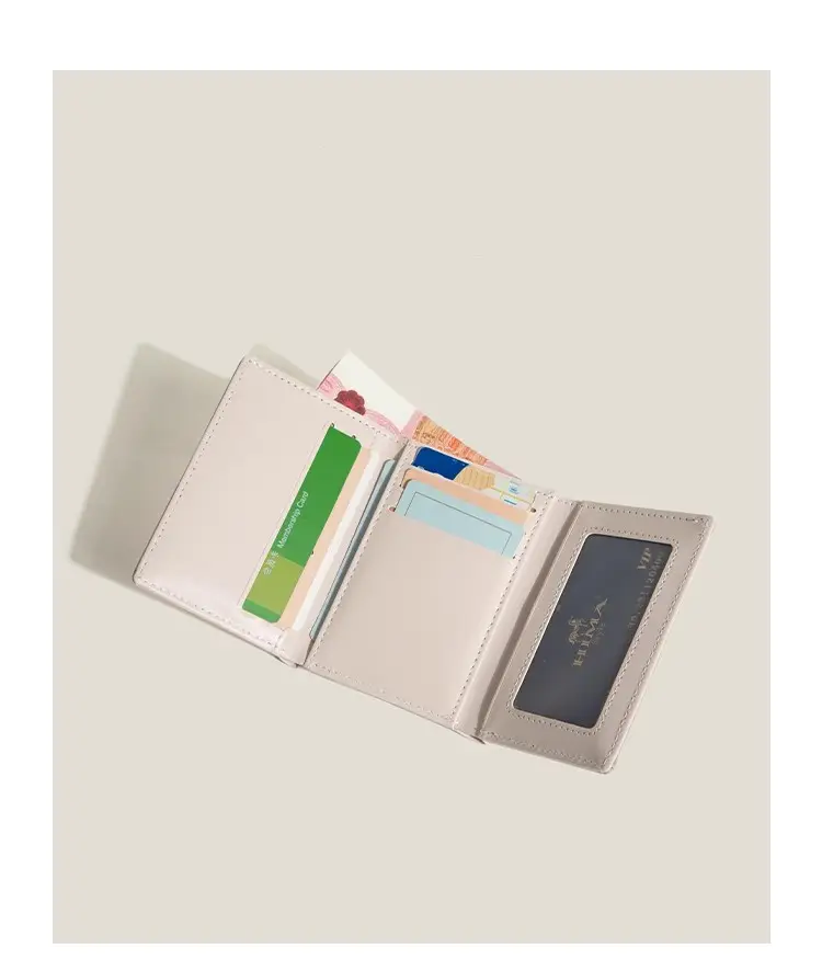 [Cat Tail] Korean version of cute ladies card bag fashion buckle with PU short three fold wallet — feature 10