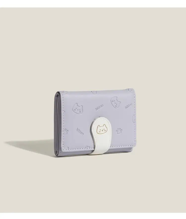 [Cat Tail] Korean version of cute ladies card bag fashion buckle with PU short three fold wallet — feature 13