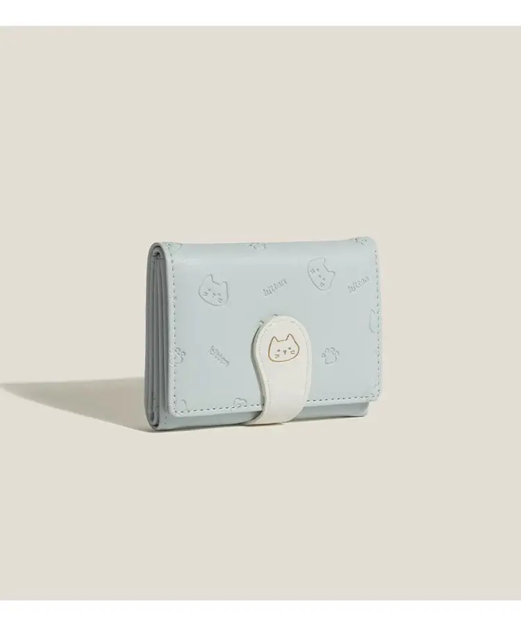 [Cat Tail] Korean version of cute ladies card bag fashion buckle with PU short three fold wallet — feature 16