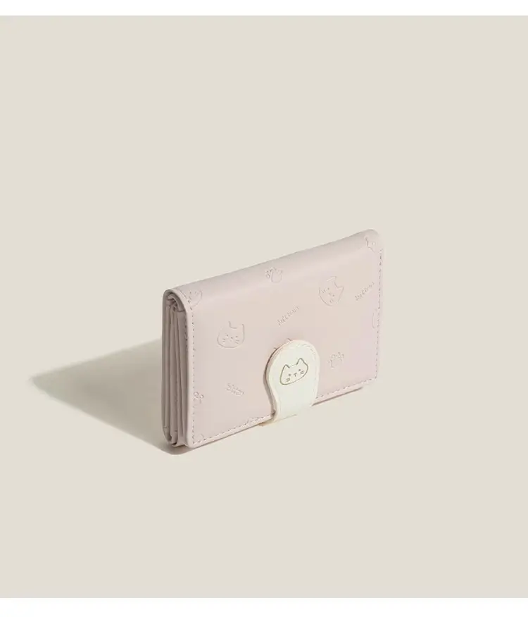 [Cat Tail] Korean version of cute ladies card bag fashion buckle with PU short three fold wallet — feature 3