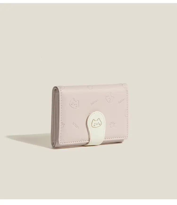 [Cat Tail] Korean version of cute ladies card bag fashion buckle with PU short three fold wallet — feature 6