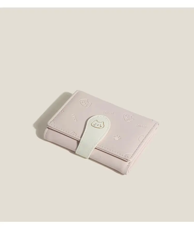 [Cat Tail] Korean version of cute ladies card bag fashion buckle with PU short three fold wallet — feature 8