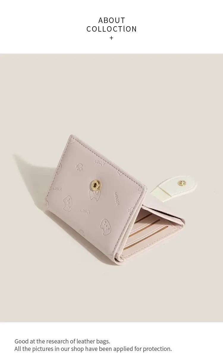 [Cat Tail] Korean version of cute ladies card bag fashion buckle with PU short three fold wallet — feature 9