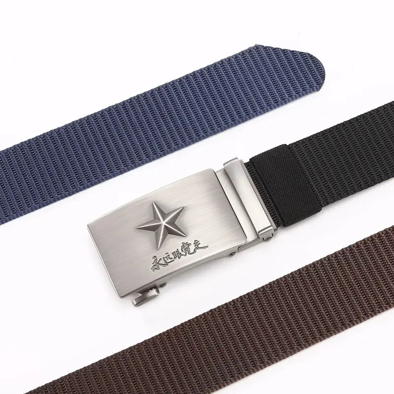 Men's Star Logo Black Nylon Belt