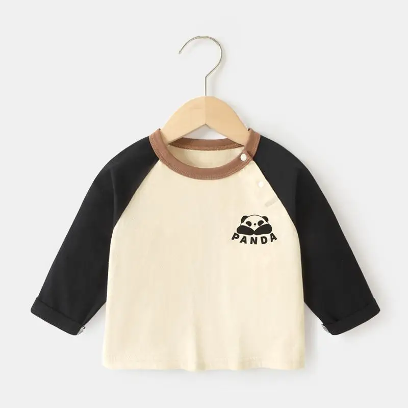 Panda Print Long Sleeve T-Shirt for Boys Pure Cotton Spring Outfit - Image 2