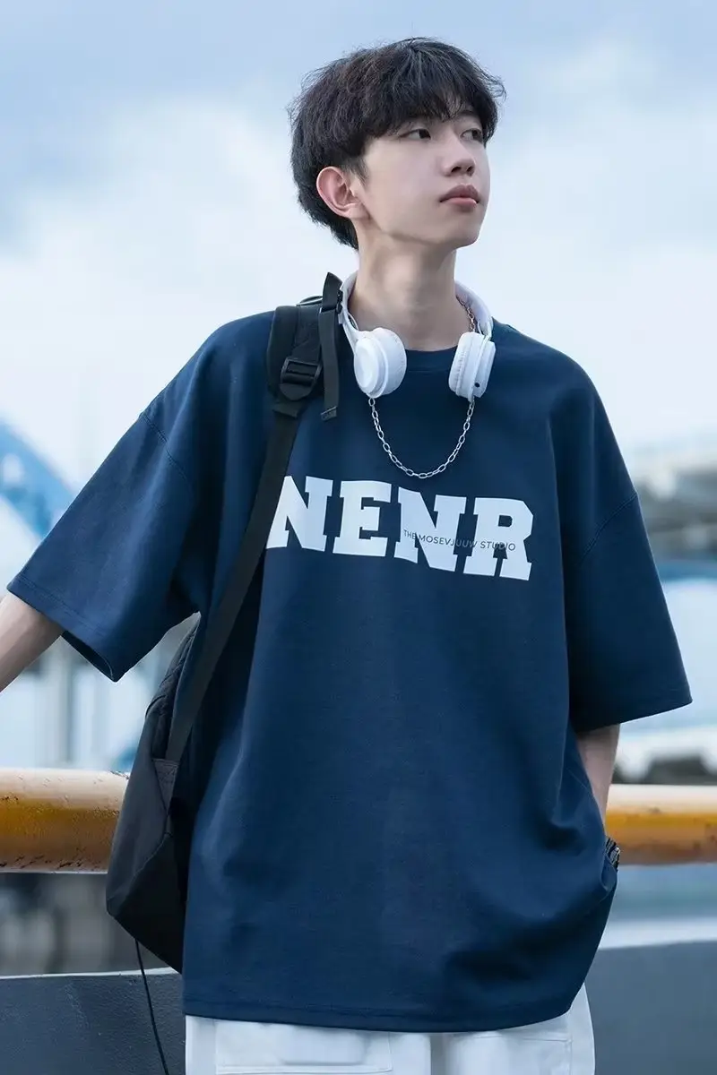Men's 2024 Summer T-Shirt White Letter Print — feature 3