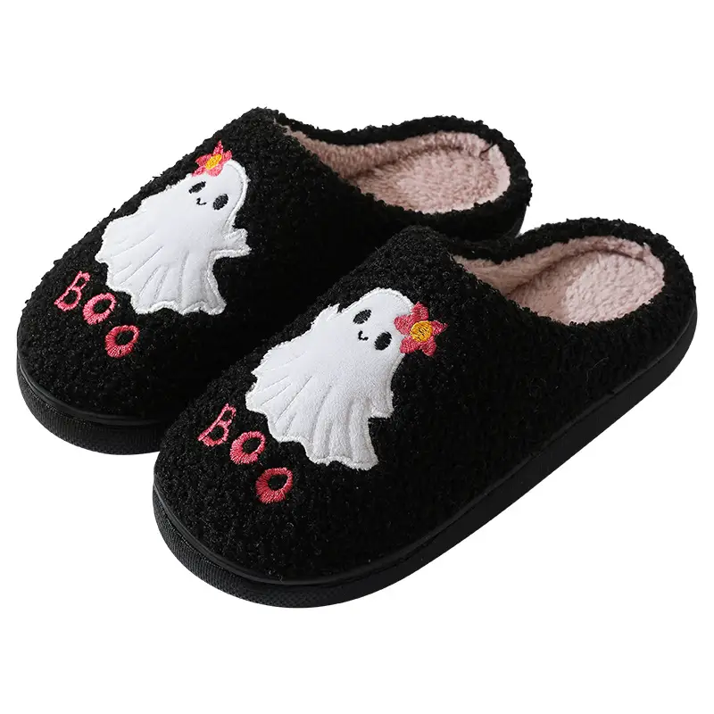New Halloween Cute Cartoon Ghost Warm Winter Cotton Slippers for Men and Women Couple Home Indoor Cotton Slippers