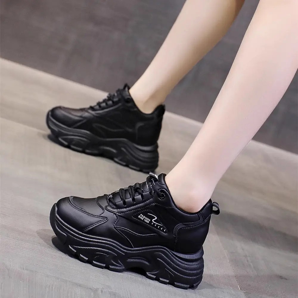 Women's Shoes Foreign Trade Height-Increasing White Shoes for Women Summer Breathable Casual Mesh Sports Shoes Thick-Soled Sports Shoes for Women