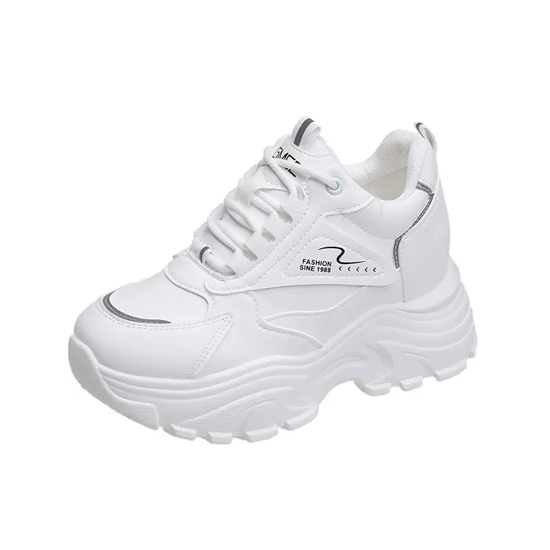 Women's Shoes Foreign Trade Height-Increasing White Shoes for Women Summer Breathable Casual Mesh Sports Shoes Thick-Soled Sports Shoes for Women