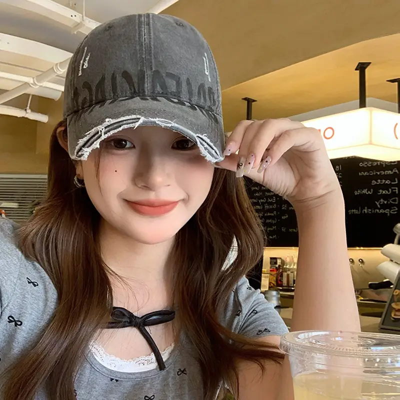 Vintage Washed Hole Baseball Cap for Women Summer Sunshade - Image 10