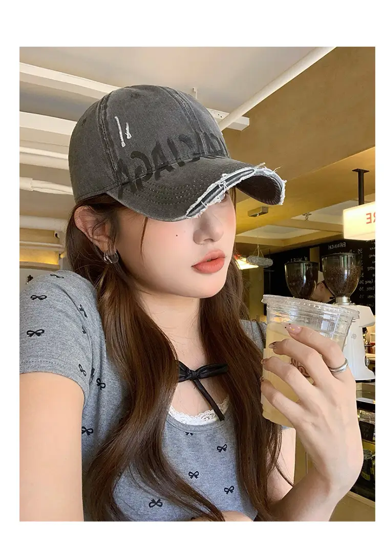 Vintage Washed Hole Baseball Cap for Women Summer Sunshade — feature 13