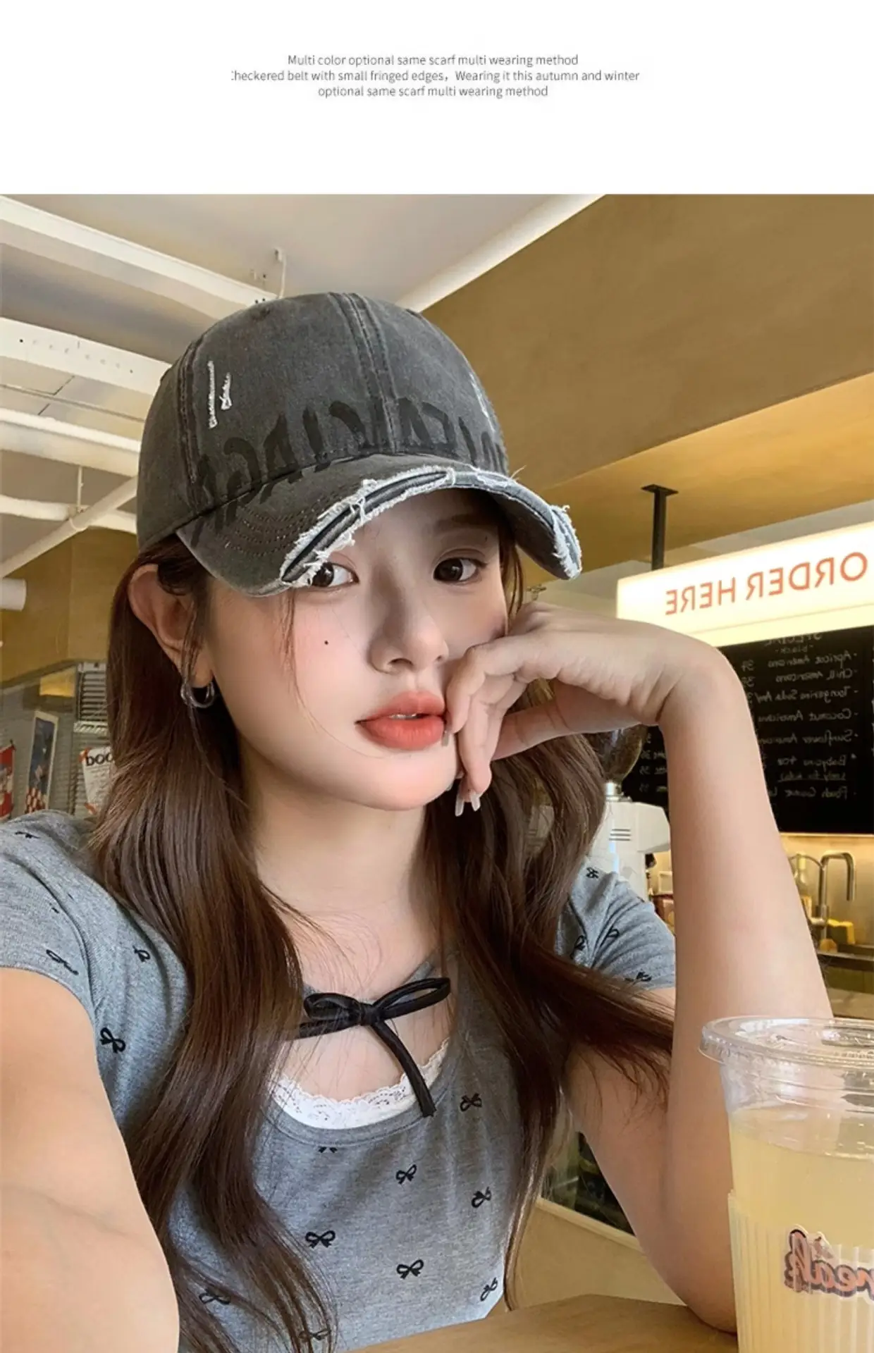 Vintage Washed Hole Baseball Cap for Women Summer Sunshade — feature 14