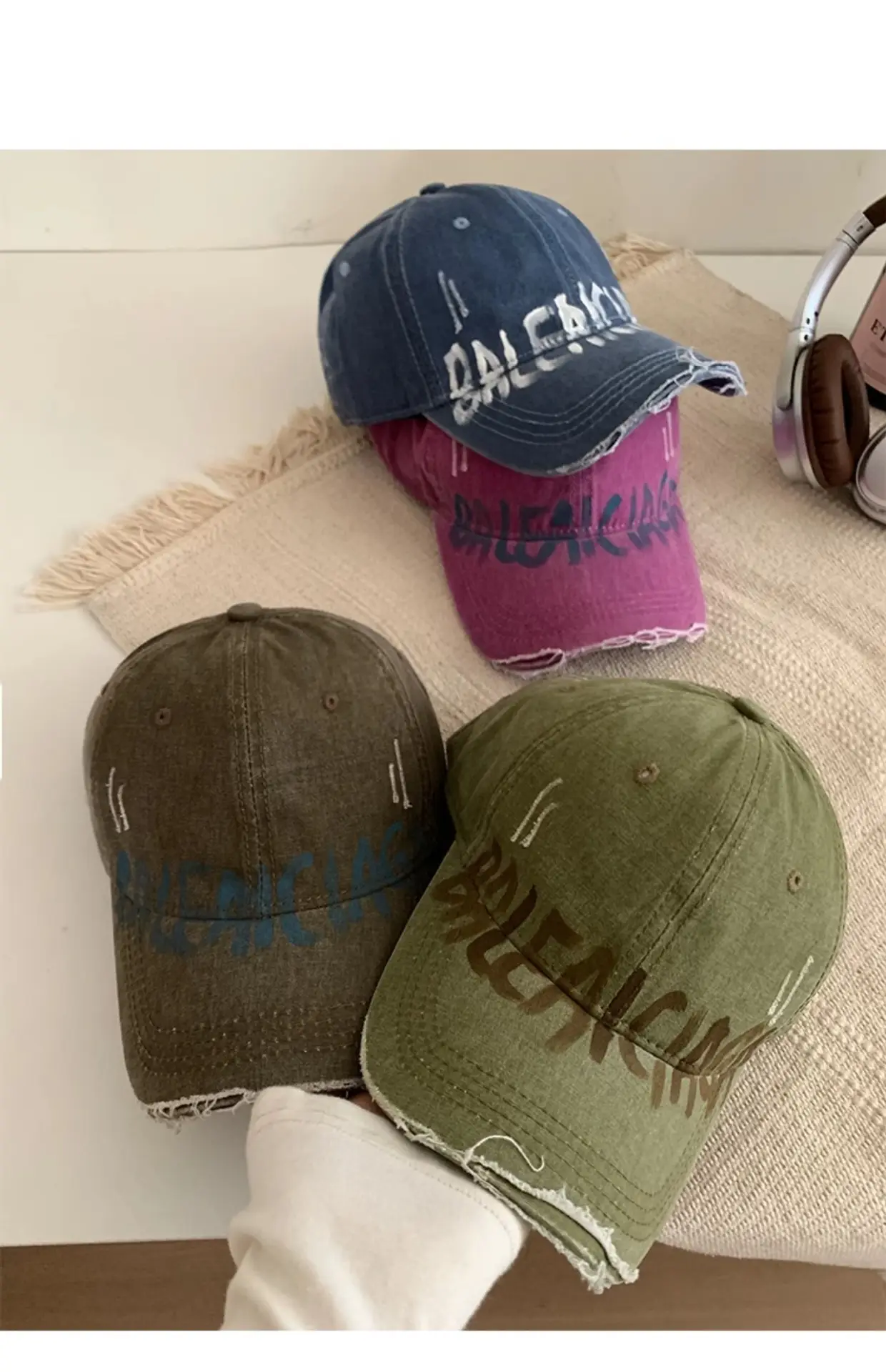 Vintage Washed Hole Baseball Cap for Women Summer Sunshade — feature 16
