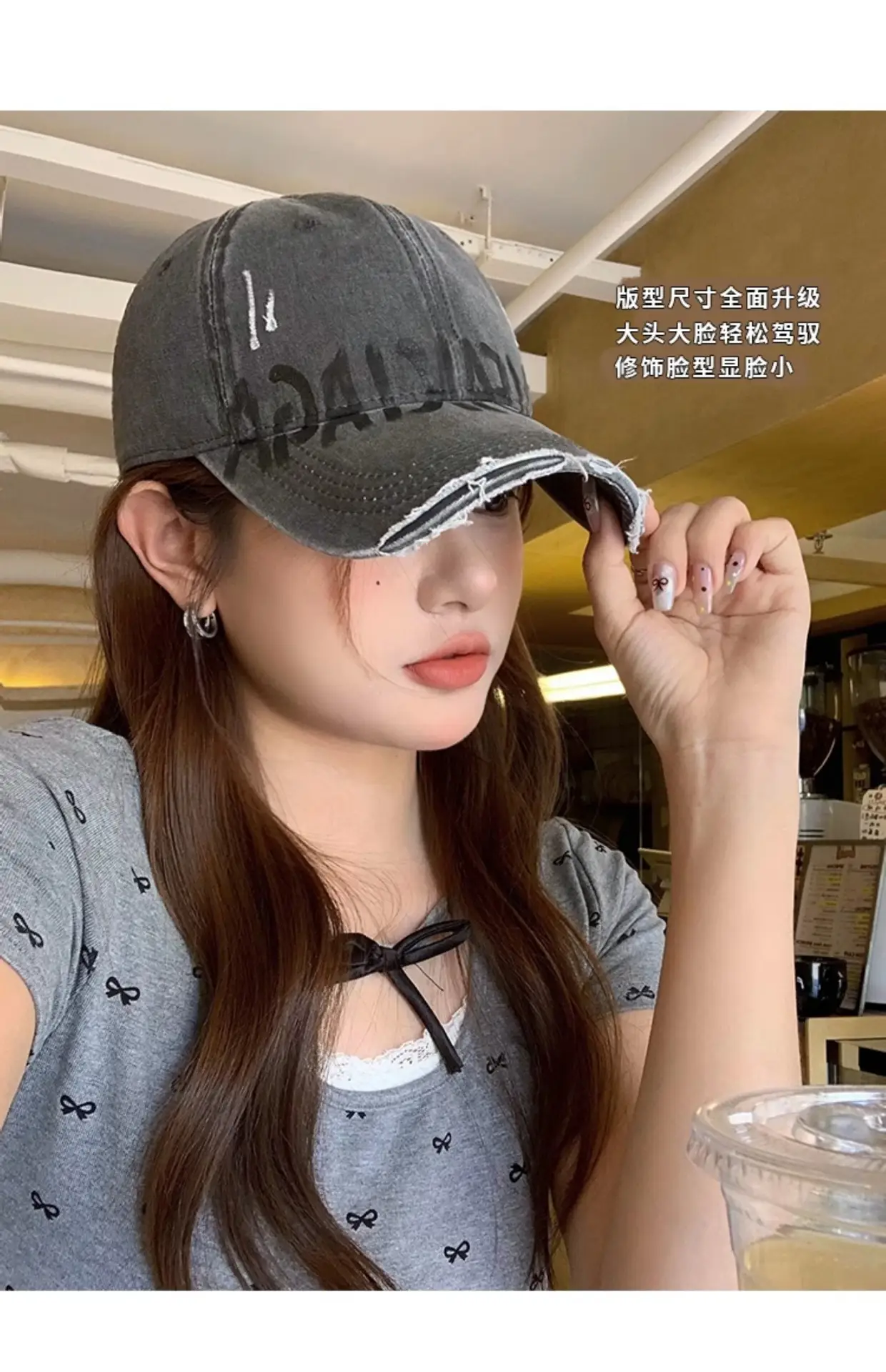 Vintage Washed Hole Baseball Cap for Women Summer Sunshade — feature 9
