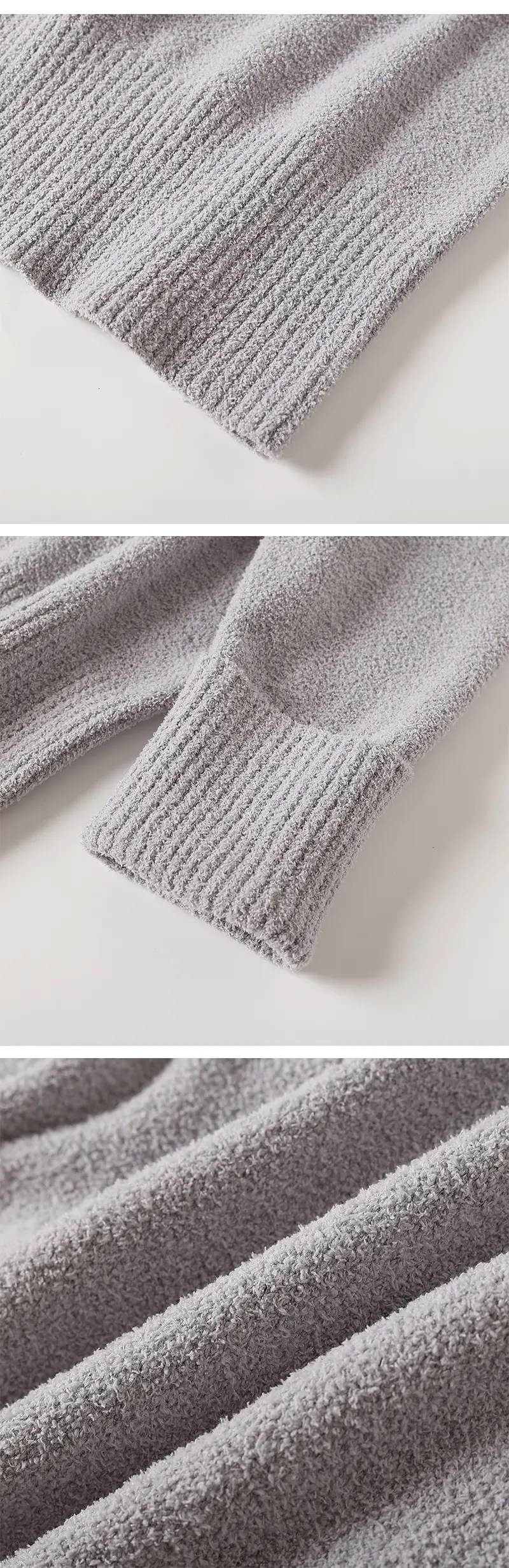 Women's Striped Round Neck Sweater White Black Loose Fit — feature 3