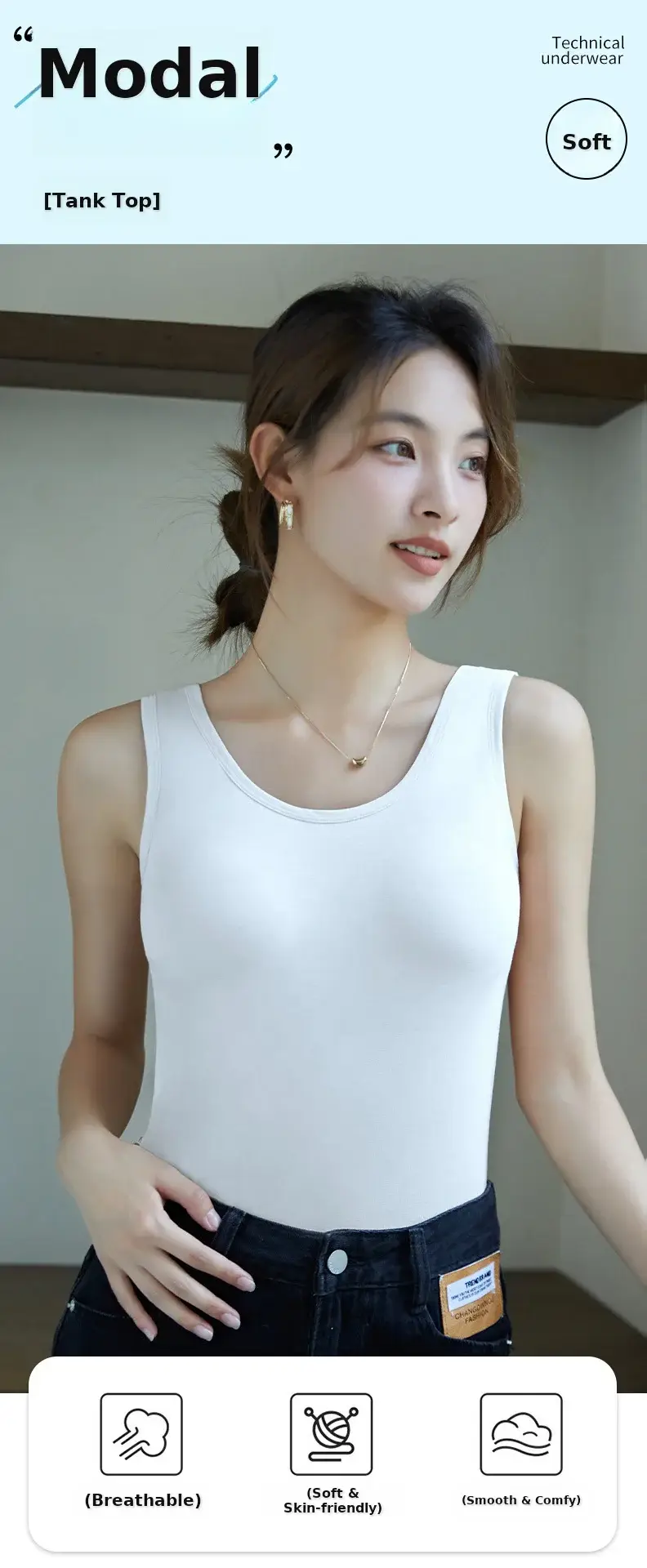 Women's Modal Underwear with Chest Pad & Anti-Glare Design — feature 1