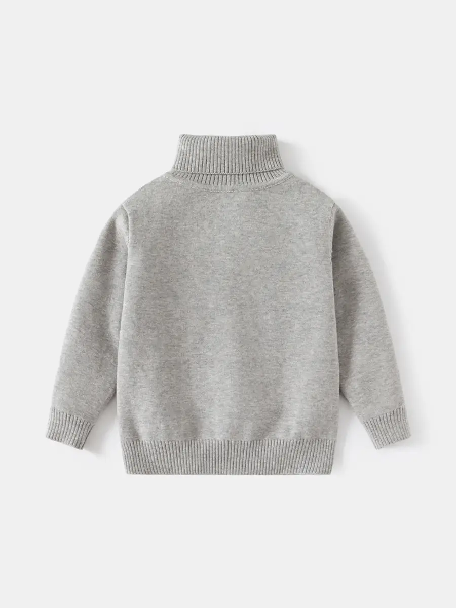 Gray Cotton Turtleneck Sweater for Boys 24 AW