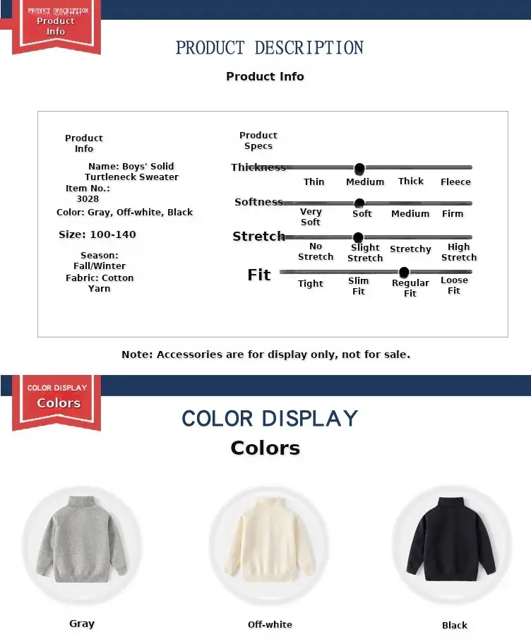 Gray Cotton Turtleneck Sweater for Boys 24 AW — feature 1
