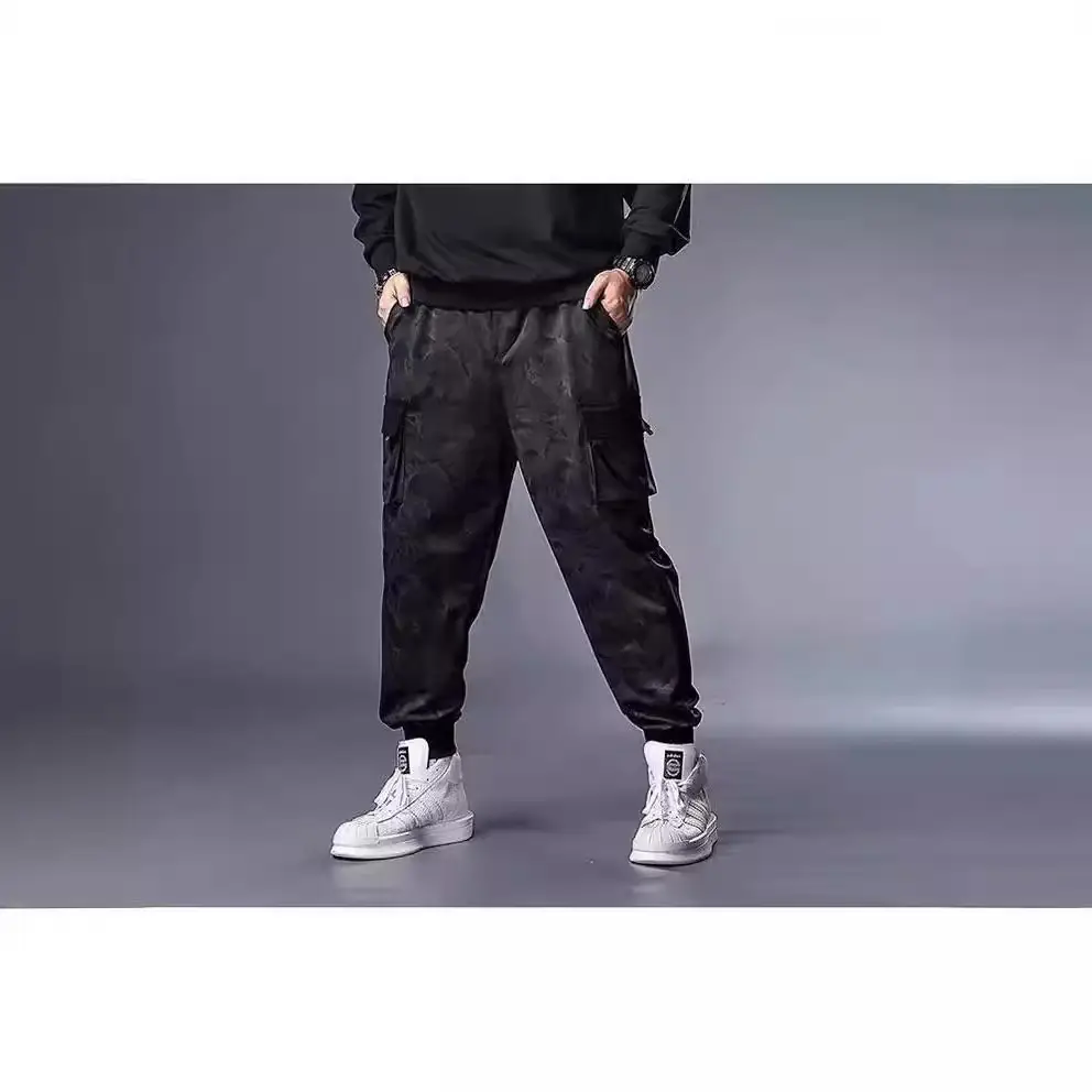 Plus Size Camo Cargo Pants Men Black 300 Jin - Image 14