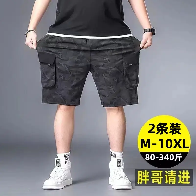 Plus Size Camo Cargo Pants Men Black 300 Jin - Image 2
