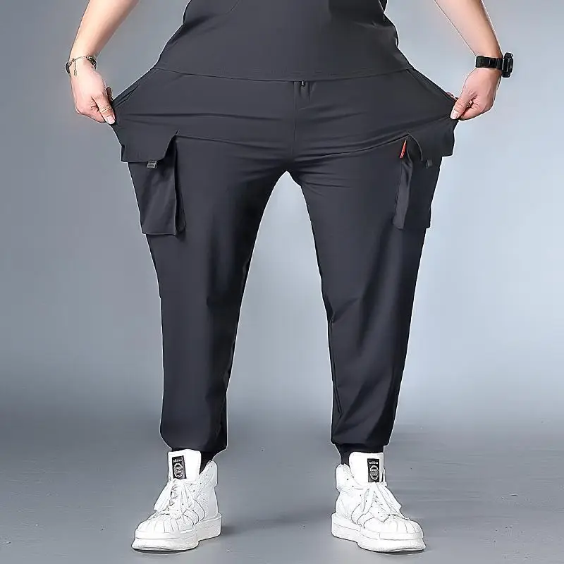 Plus Size Camo Cargo Pants Men Black 300 Jin - Image 3
