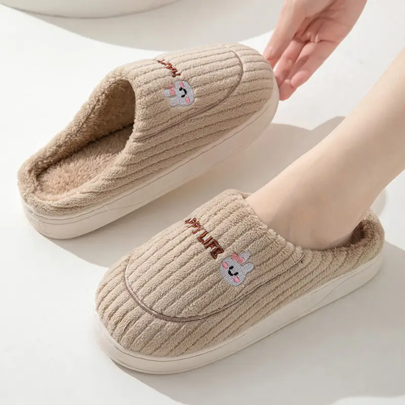 2024 new style cotton slippers ladies thickened autumn and winter indoor home warm fleece-lined thick bottom non-slip deodorant cotton slippers - Image 3