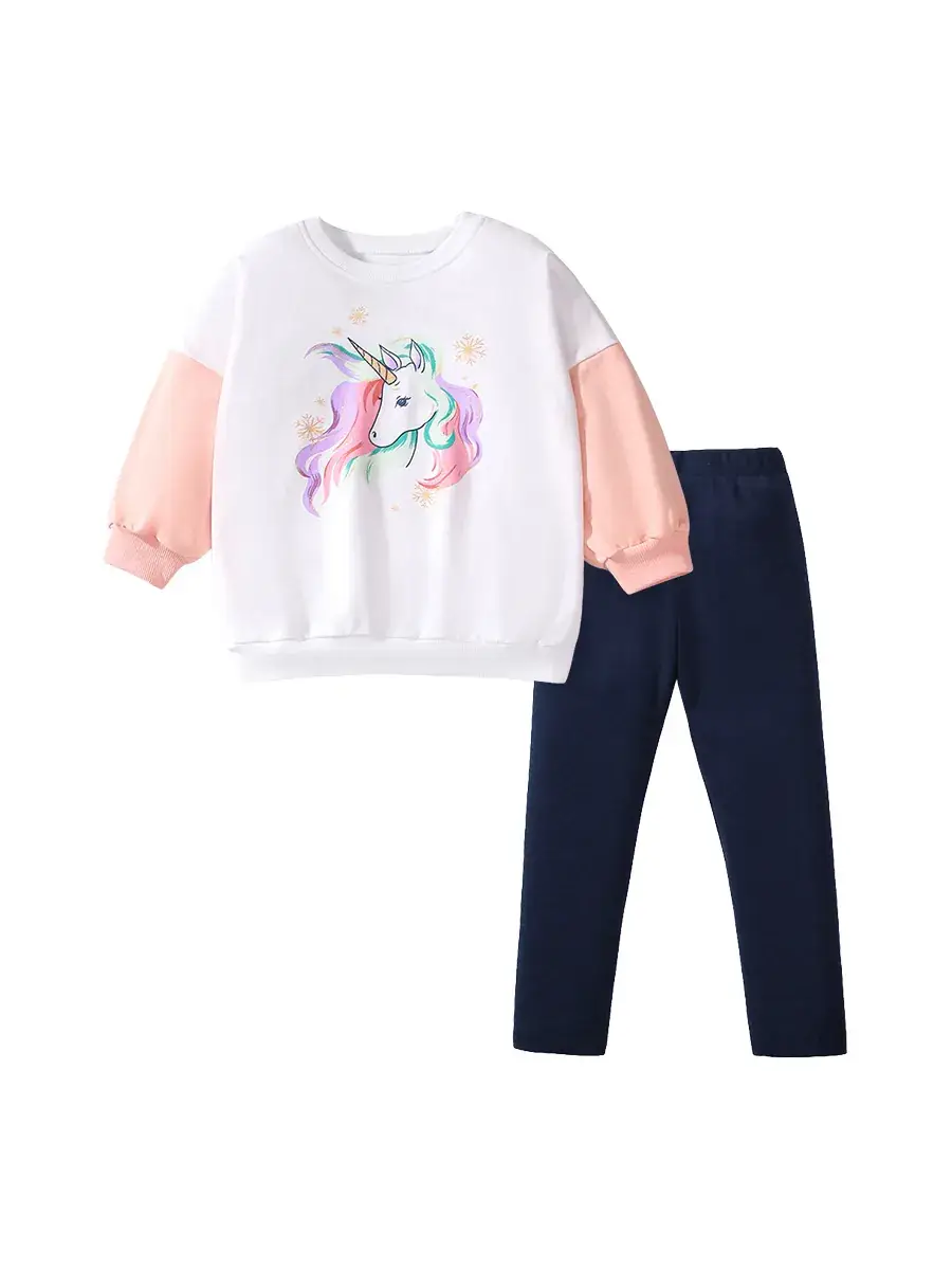 Little maven European and American fashion long sleeve girls' sweater suit cute casual autumn cartoon children's suit