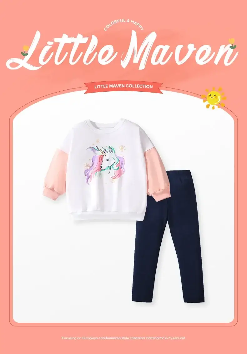 Little maven European and American fashion long sleeve girls' sweater suit cute casual autumn cartoon children's suit — feature 2