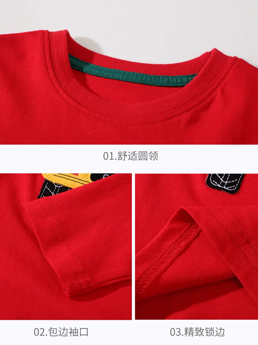 Red Cartoon Bus Long Sleeve Kids T-Shirt - Image 5