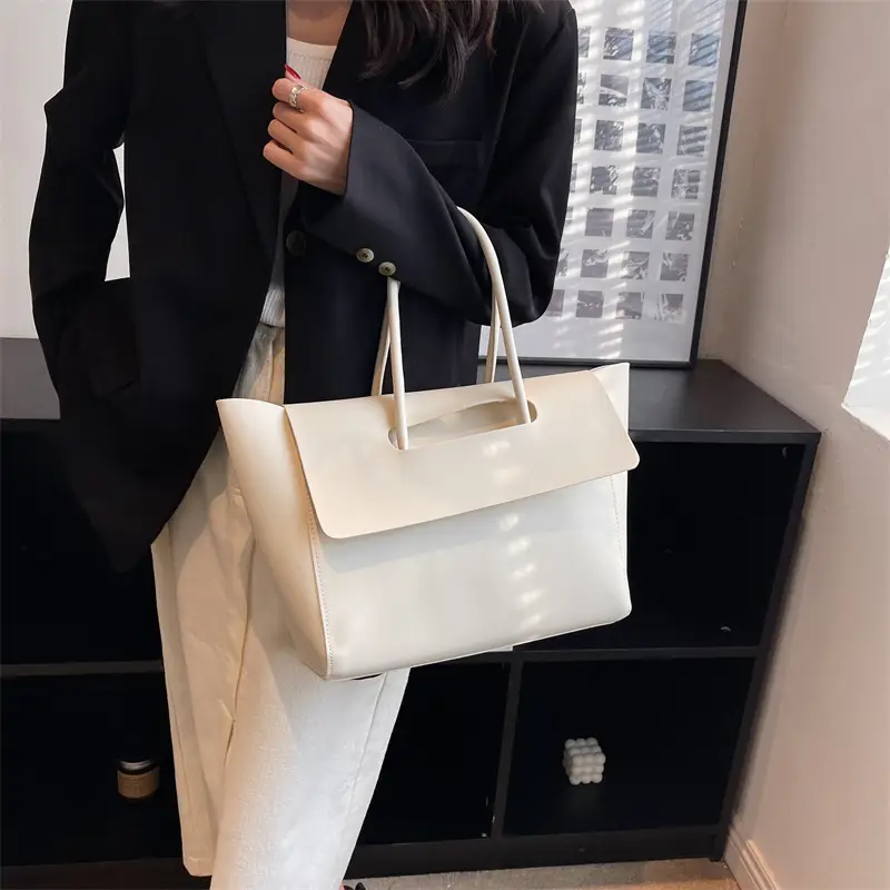 Women's Black Tote Bag 2024 Solid Color - Image 7