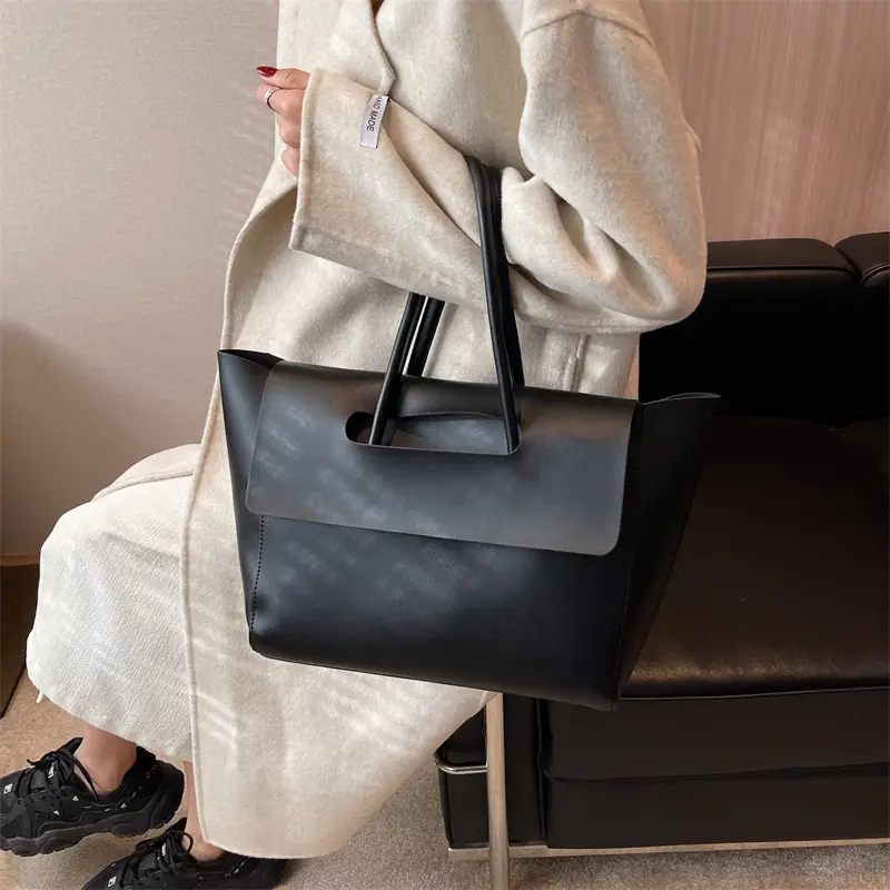 Women's Black Tote Bag 2024 Solid Color - Image 8
