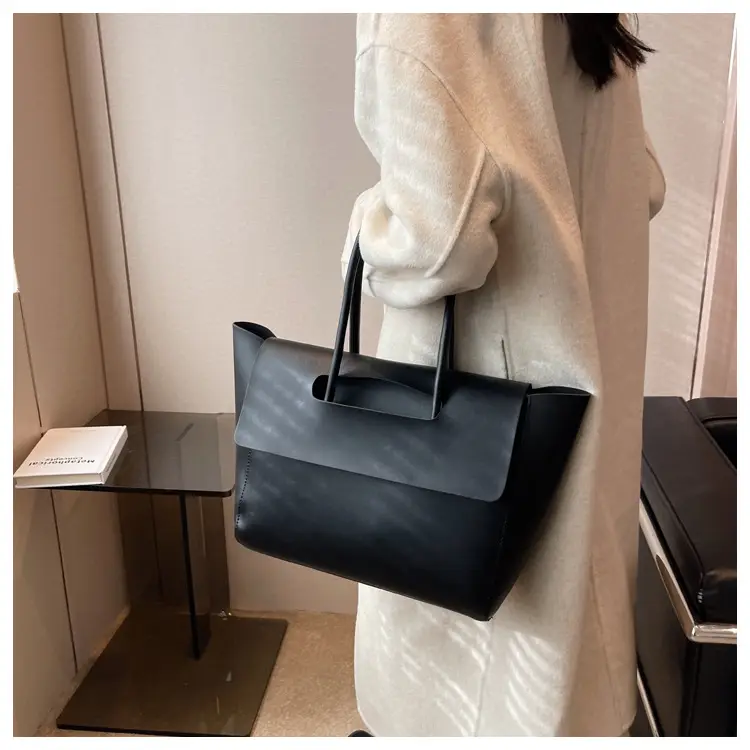 Women's Black Tote Bag 2024 Solid Color — feature 15