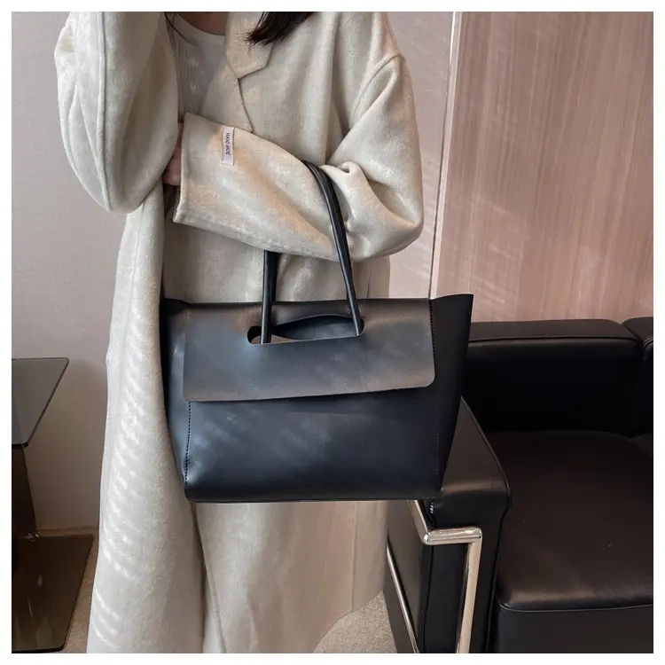 Women's Black Tote Bag 2024 Solid Color — feature 16